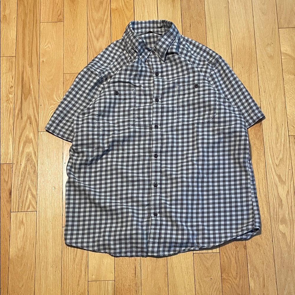 Harley-Davidson Gray and White Checkered Button Down Shirt
